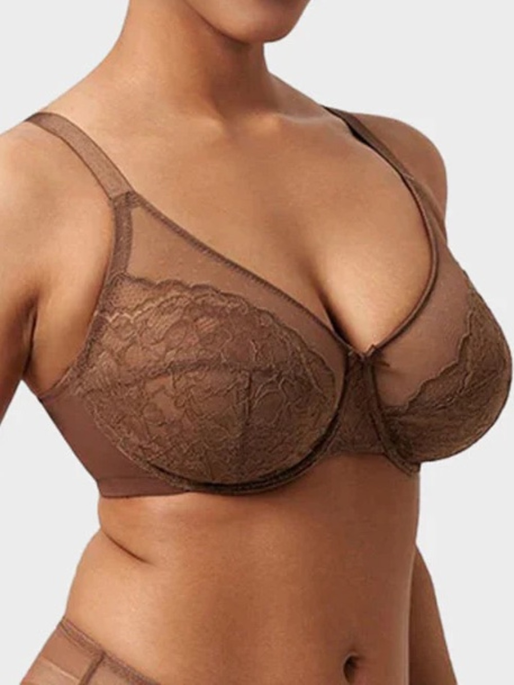 Shecurve Full Coverage Lace Minimizer Bra - Petal Underwire Unlined Size 42 C